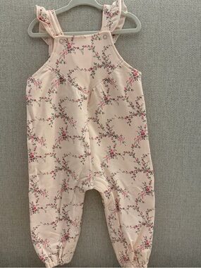 Angel Dear Antoinette Floral French Terry Overalls NWT